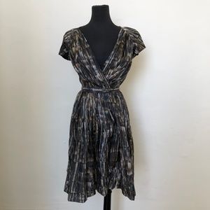 Multi Color Low Neck Cap Sleeve Dress